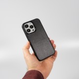 iPhone 13 Pro Max Case Hülle - NOPAAL Hülle aus echtem Kaktusleder mit Silikon Rand TPU - Schwarz