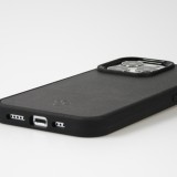 Coque iPhone 13 Pro Max - NOPAAL cuir de cactus vegan bords silicone TPU - Noir