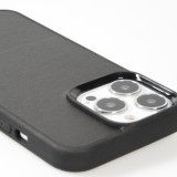 iPhone 13 Pro Max Case Hülle - NOPAAL Hülle aus echtem Kaktusleder mit Silikon Rand TPU - Schwarz