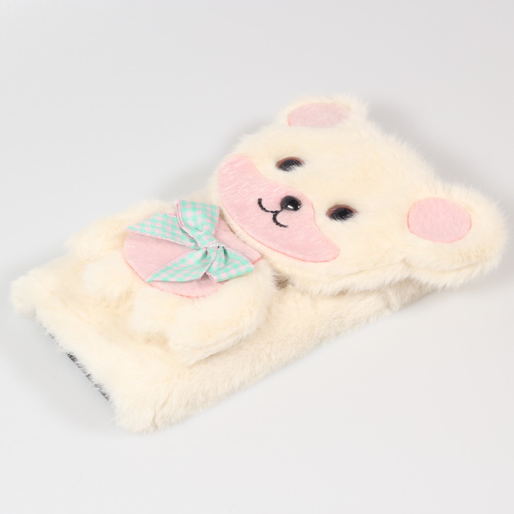 Coque iPhone 13 Pro Max - Peluche 3D Ourson ruban - Blanc