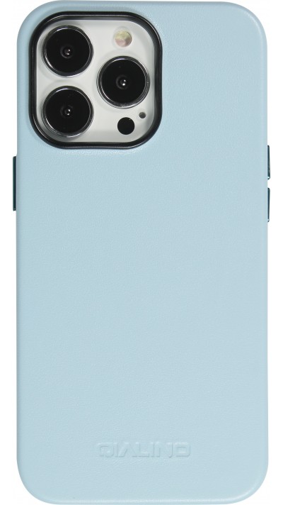 iPhone 13 Pro Max Case Hülle - Qialino Echtleder (MagSafe kompatibel) - Hellblau