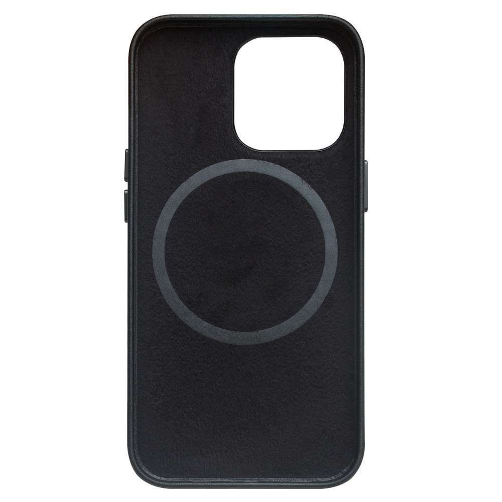 Coque iPhone 14 Pro Max - Qialino cuir véritable (compatible MagSafe) - Noir