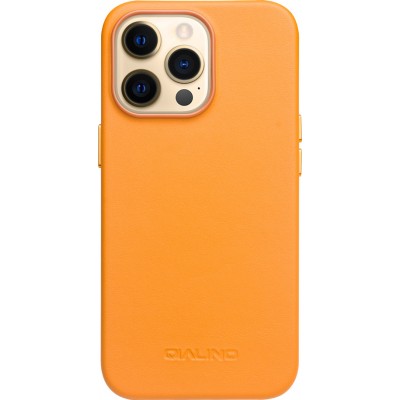 iPhone 14 Pro Max Case Hülle - Qialino Echtleder (MagSafe kompatibel) - Orange