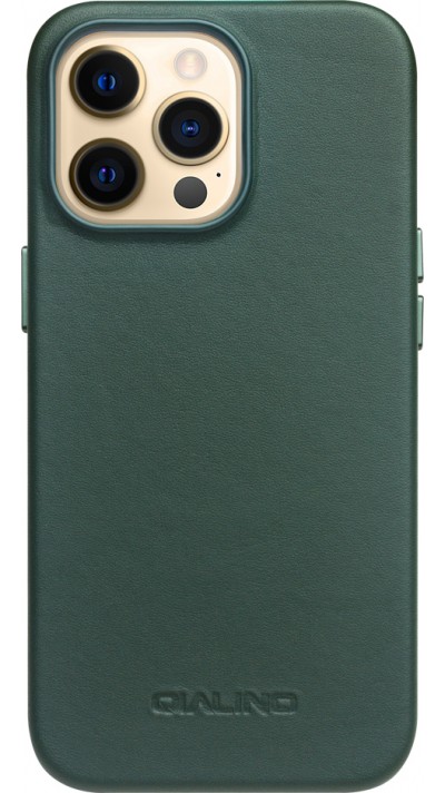 Coque iPhone 14 Pro Max - Qialino cuir véritable (compatible MagSafe) - Vert