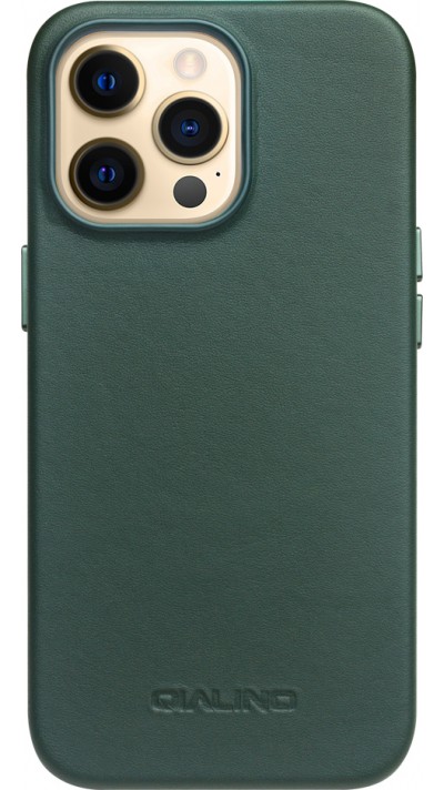 Coque iPhone 13 Pro - Qialino cuir véritable (compatible MagSafe) - Vert