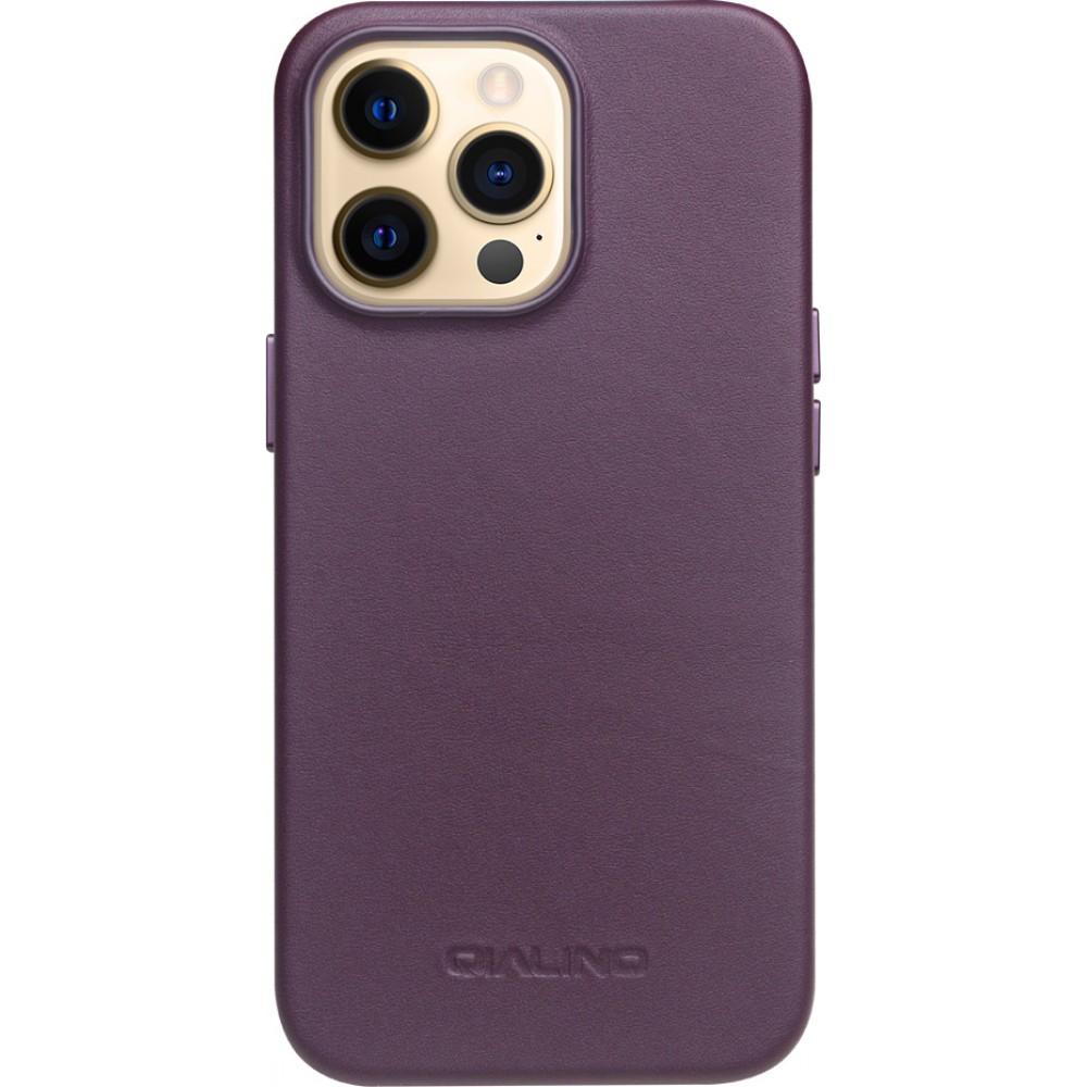 iPhone 13 Pro Max Case Hülle - Qialino Echtleder (MagSafe kompatibel) - Violett