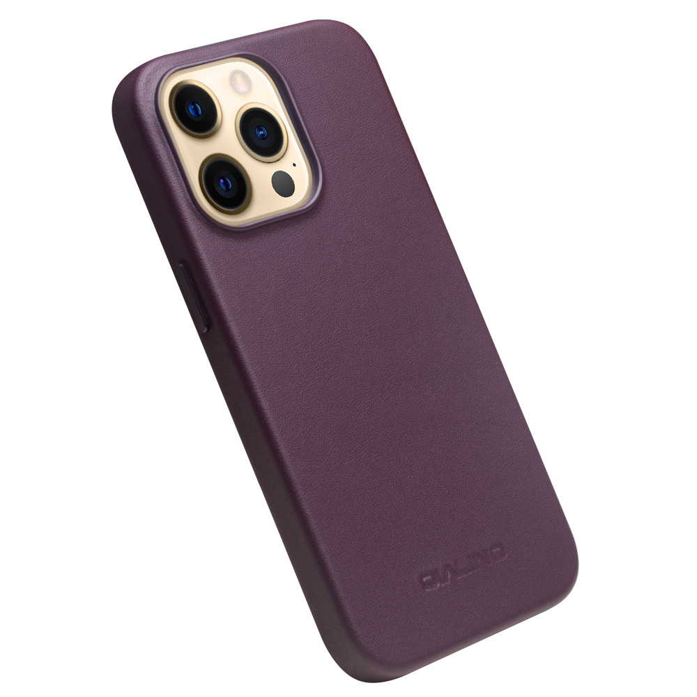 Coque iPhone 13 Pro - Qialino cuir véritable (compatible MagSafe) - Violet