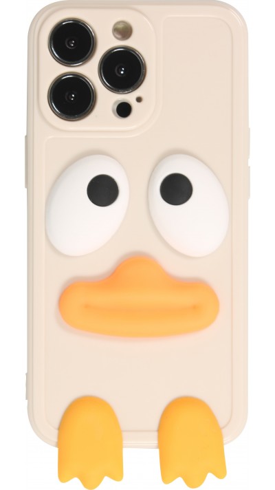 Coque iPhone 13 Pro - Silicone 3D canard - Beige