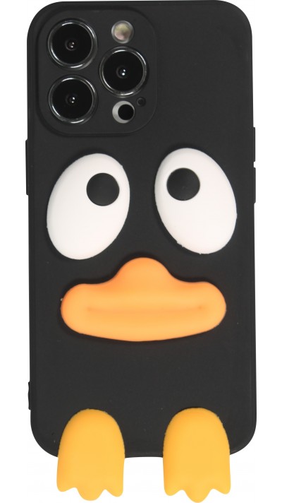 Coque iPhone 13 Pro - Silicone 3D canard - Noir