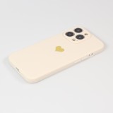 Coque iPhone 15 Pro - Silicone Mat Coeur doré - Beige