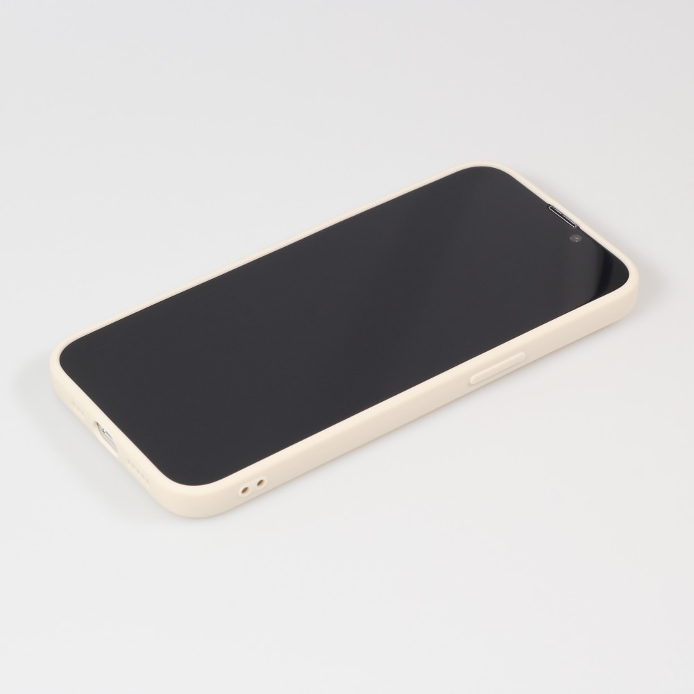 iPhone 15 Pro Case Hülle - Silikon Mat Herz gold - Beige