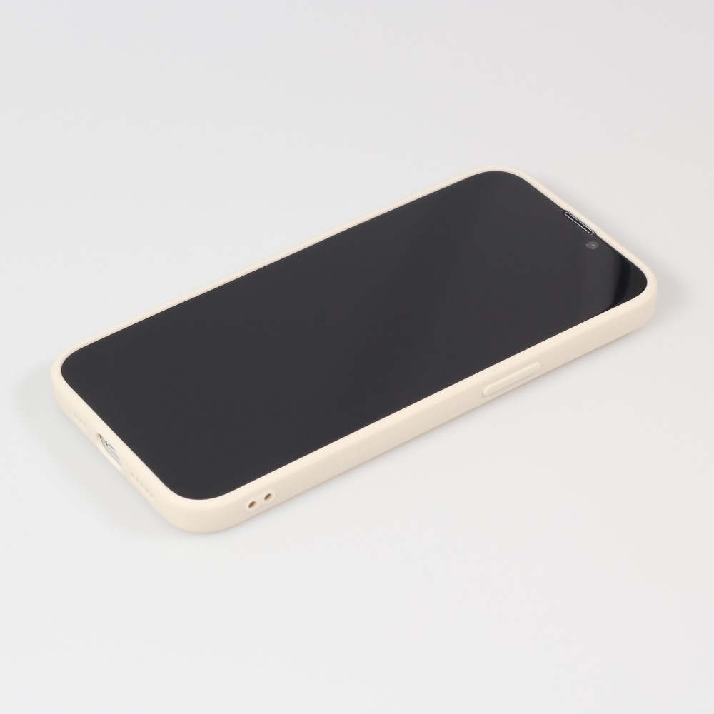 Coque iPhone 15 Pro - Silicone Mat Coeur doré - Beige