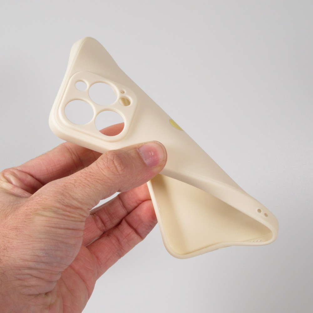 iPhone 15 Pro Case Hülle - Silikon Mat Herz gold - Beige