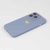 Coque iPhone 14 Pro Max - Silicone Mat Coeur doré - Bleu