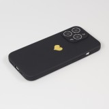iPhone 15 Pro Case Hülle - Silikon Mat Herz gold - Schwarz