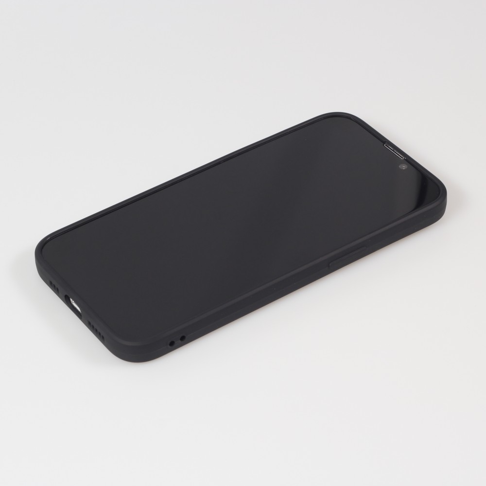 Coque iPhone 15 Pro - Silicone Mat Coeur doré - Noir