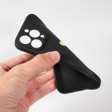iPhone 15 Pro Case Hülle - Silikon Mat Herz gold - Schwarz