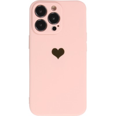 Coque iPhone 16 Pro Max - Silicone Mat Coeur doré - Rose