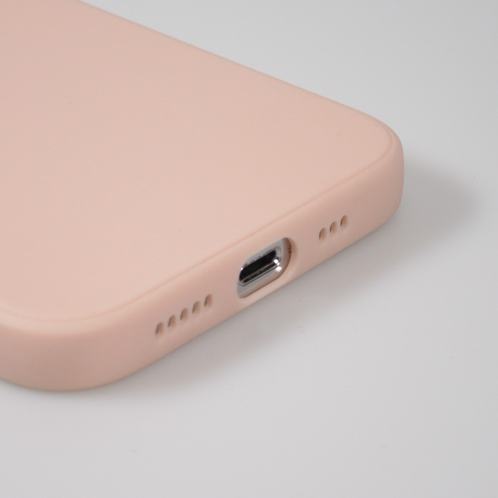 iPhone 15 Pro Max Case Hülle - Silikon Mat Herz gold - Rosa