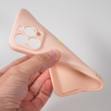 iPhone 15 Pro Max Case Hülle - Silikon Mat Herz gold - Rosa