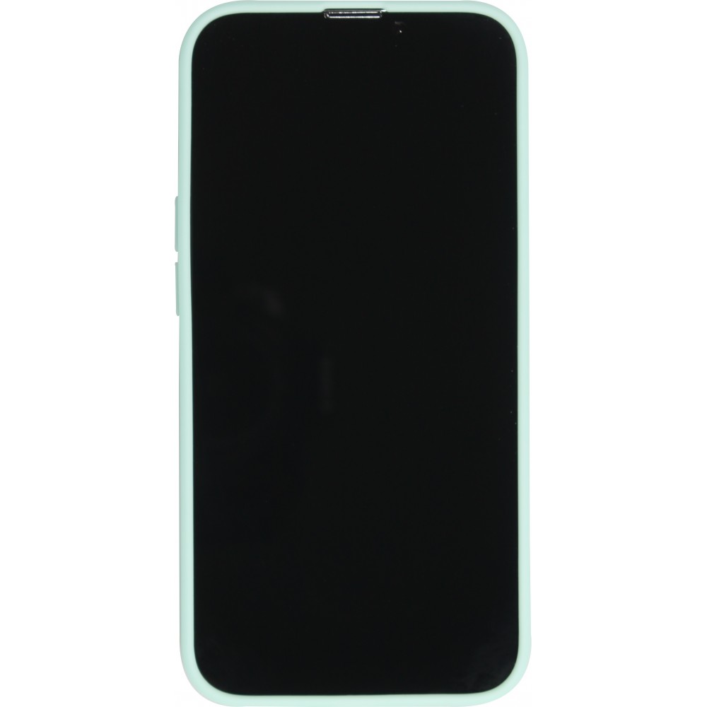 iPhone 15 Pro Case Hülle - Silikon Mat Herz gold - Türkis