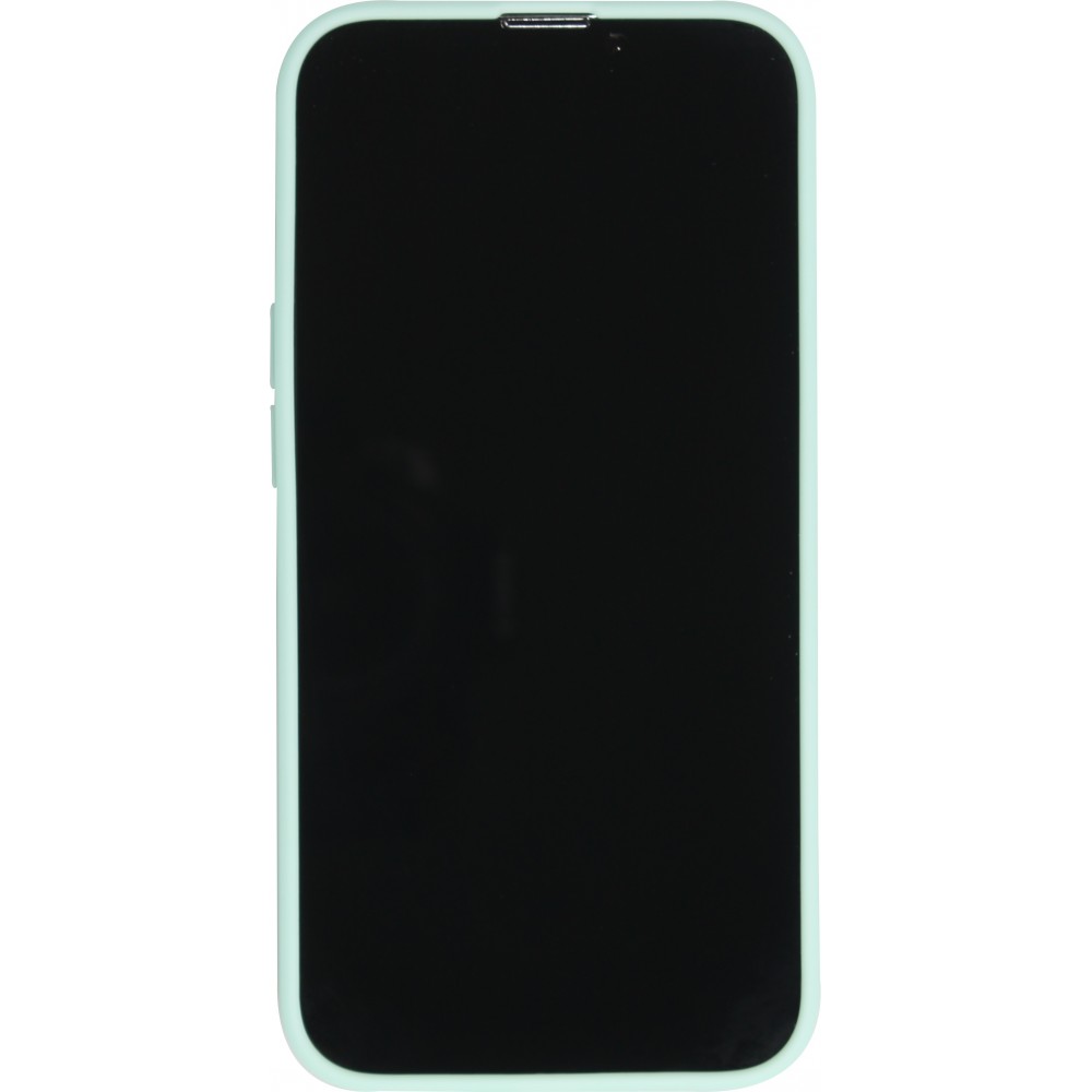 Coque iPhone 15 Pro - Silicone Mat Coeur doré - Turquoise