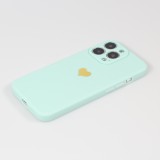 iPhone 15 Pro Case Hülle - Silikon Mat Herz gold - Türkis