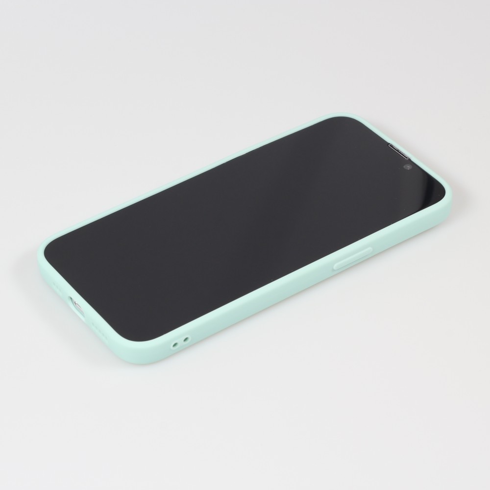 iPhone 15 Pro Case Hülle - Silikon Mat Herz gold - Türkis