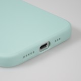 Coque iPhone 15 Pro - Silicone Mat Coeur doré - Turquoise