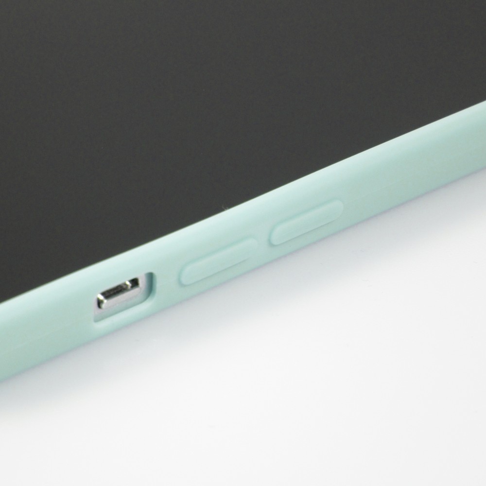 iPhone 15 Pro Case Hülle - Silikon Mat Herz gold - Türkis