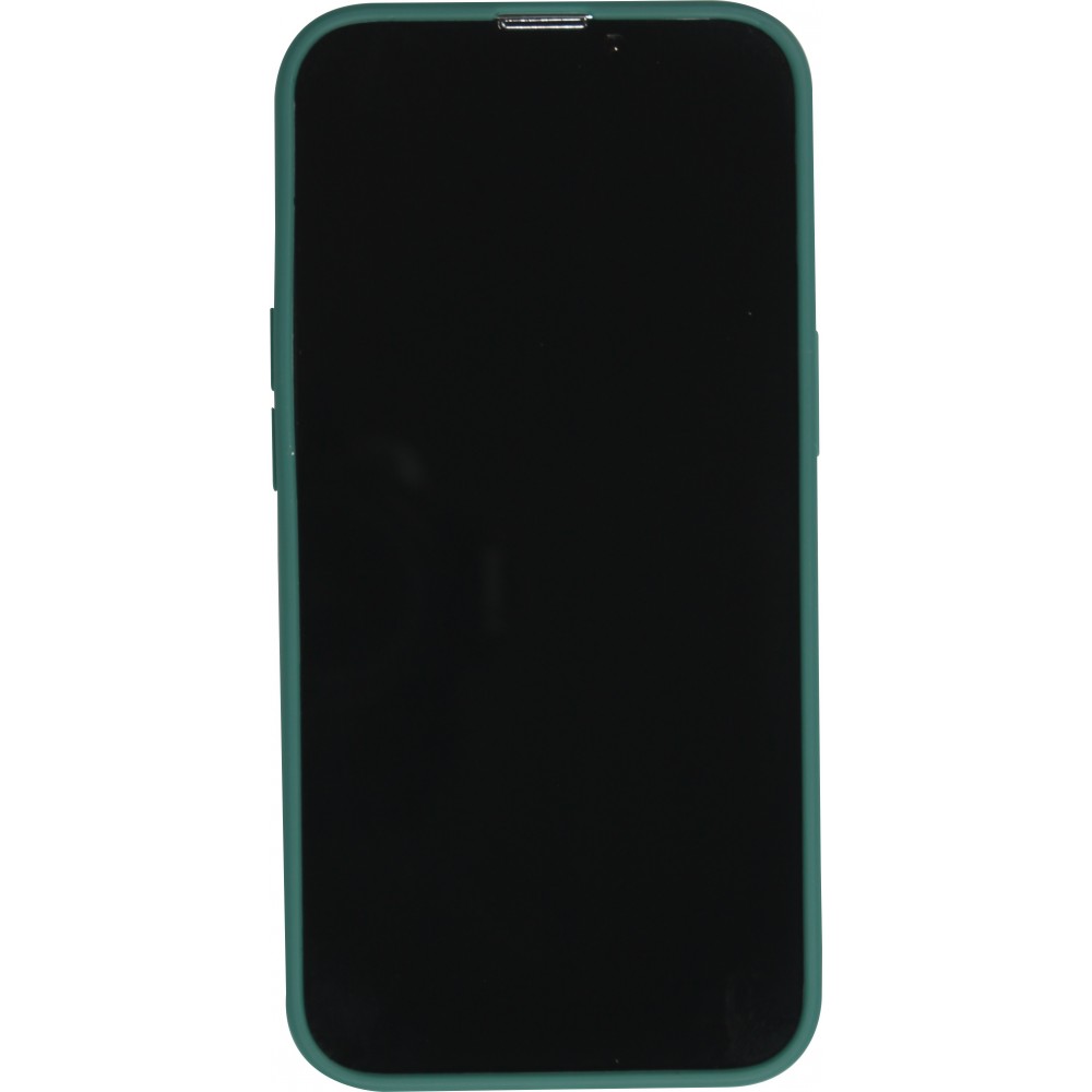 Coque iPhone 15 Pro - Silicone Mat Coeur doré - Vert foncé