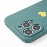 Coque iPhone 15 Pro - Silicone Mat Coeur doré - Vert foncé