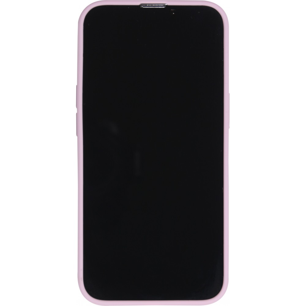 Coque iPhone 15 Pro Max - Silicone Mat Coeur doré - Violet