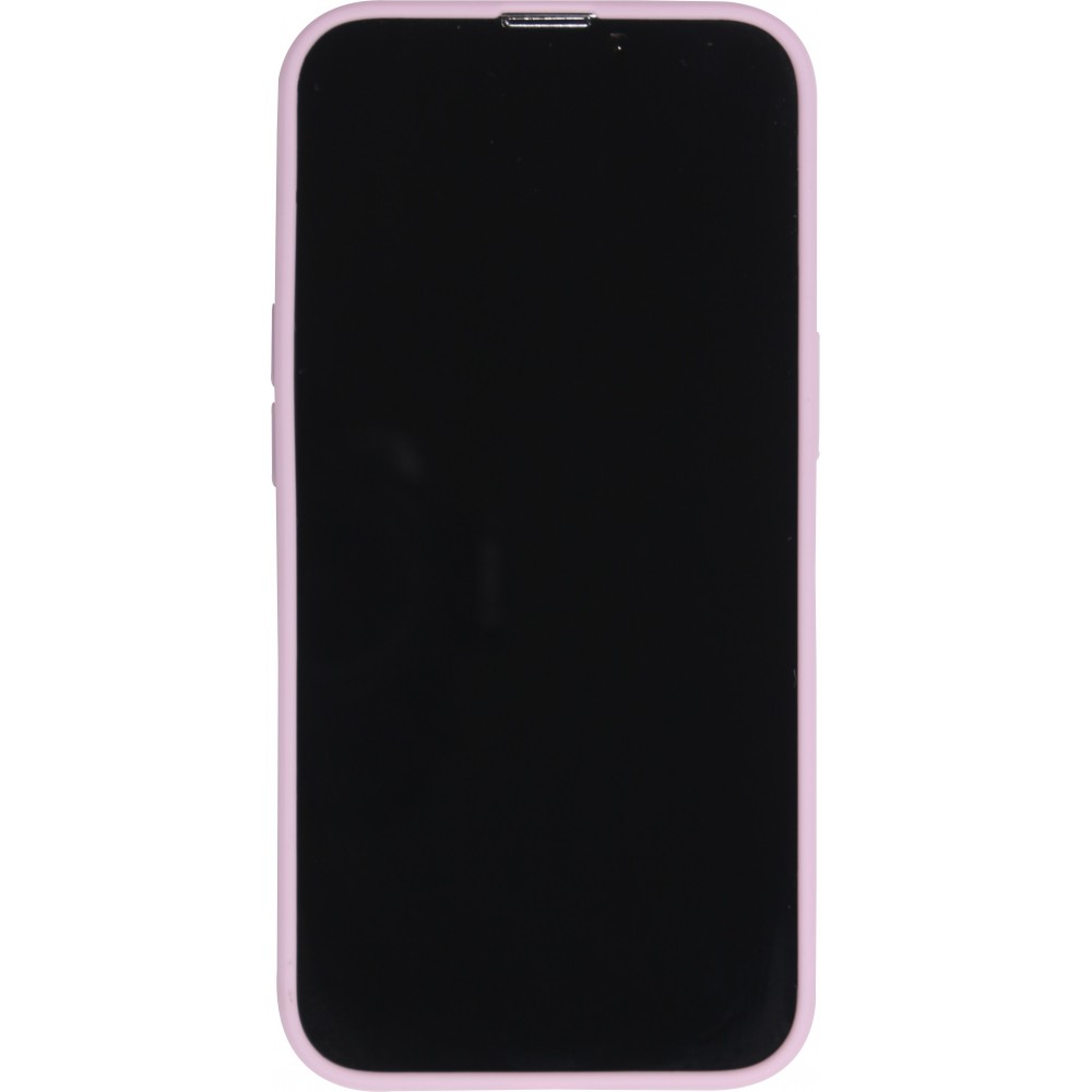 Coque iPhone 15 Pro - Silicone Mat Coeur doré - Violet