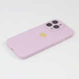 Coque iPhone 15 Pro Max - Silicone Mat Coeur doré - Violet