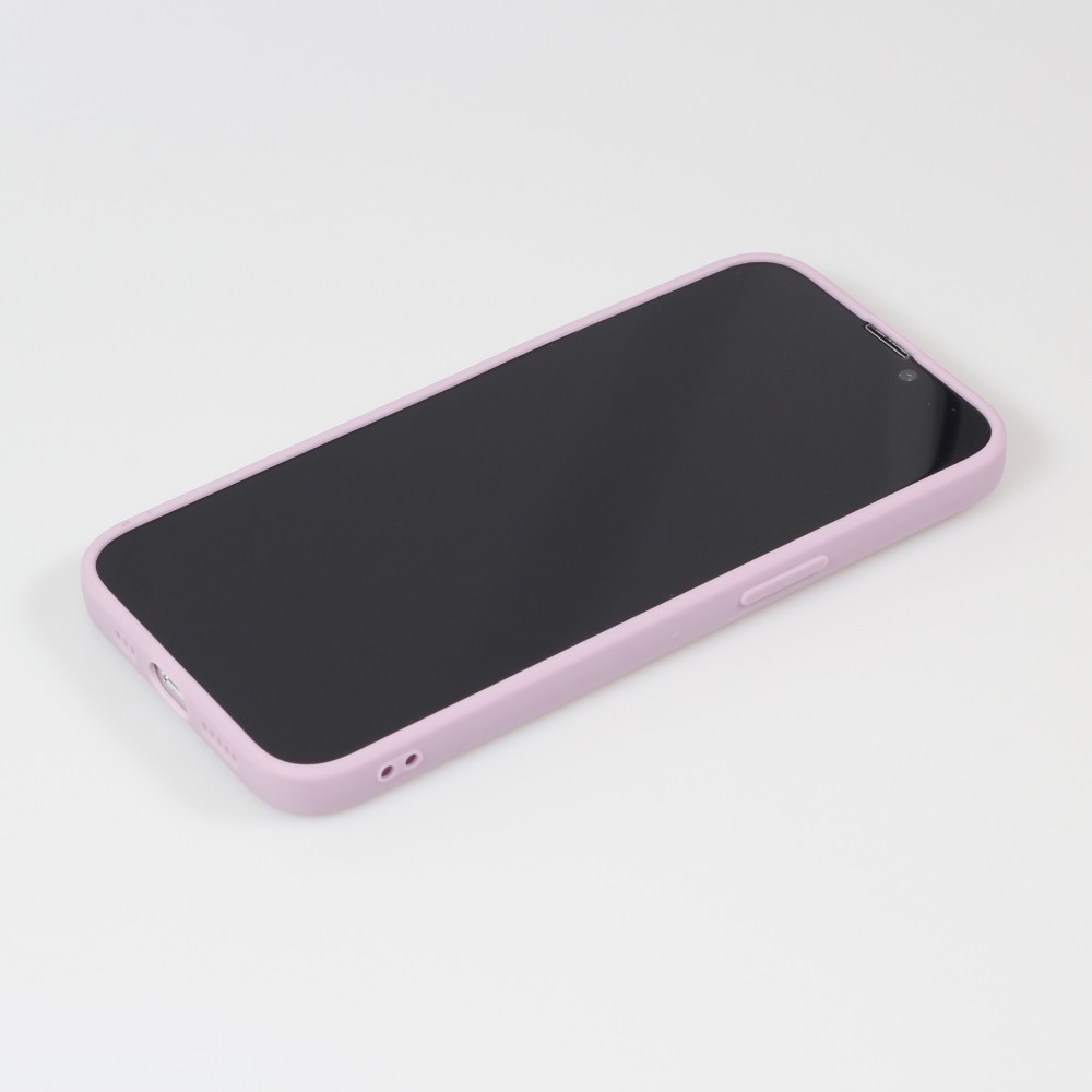 Coque iPhone 15 Pro - Silicone Mat Coeur doré - Violet