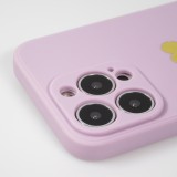 Coque iPhone 15 Pro - Silicone Mat Coeur doré - Violet