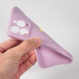 iPhone 15 Pro Case Hülle - Silikon Mat Herz gold - Violett