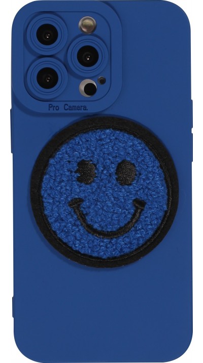iPhone 13 Pro Case Hülle - Silikon mit Smiley Batch und Kameraschutz - Dunkelblau
