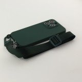 iPhone 13 Pro Case Hülle - Silikon mit Kordel und Haken - Dunkelgrün