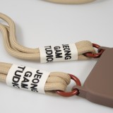 Coque iPhone 12 / 12 Pro - Silicone souple fashion Jeong Gam Studio Laugh Often avec cordon - Brun