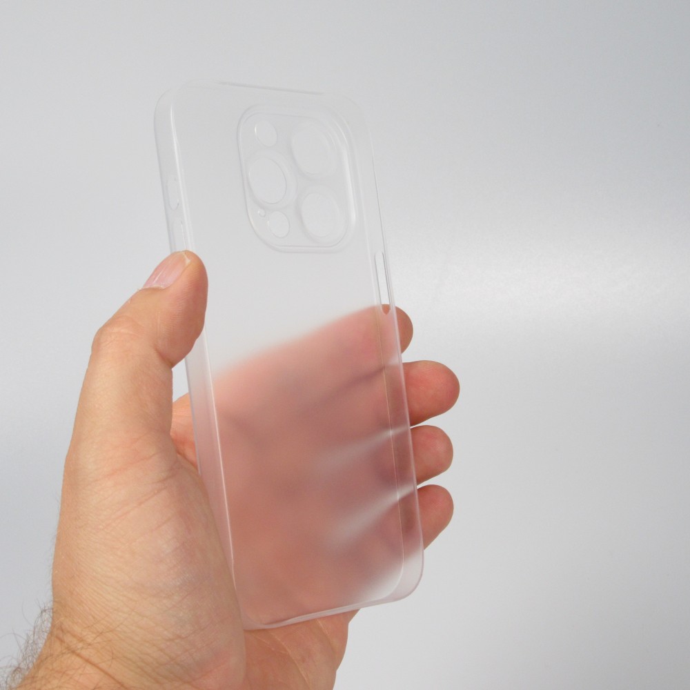 Coque iPhone 14 Pro - plastique ultra fin semi-transparent mat - Blanc
