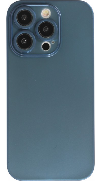 Coque iPhone 14 Pro - plastique ultra fin semi-transparent mat - Bleu