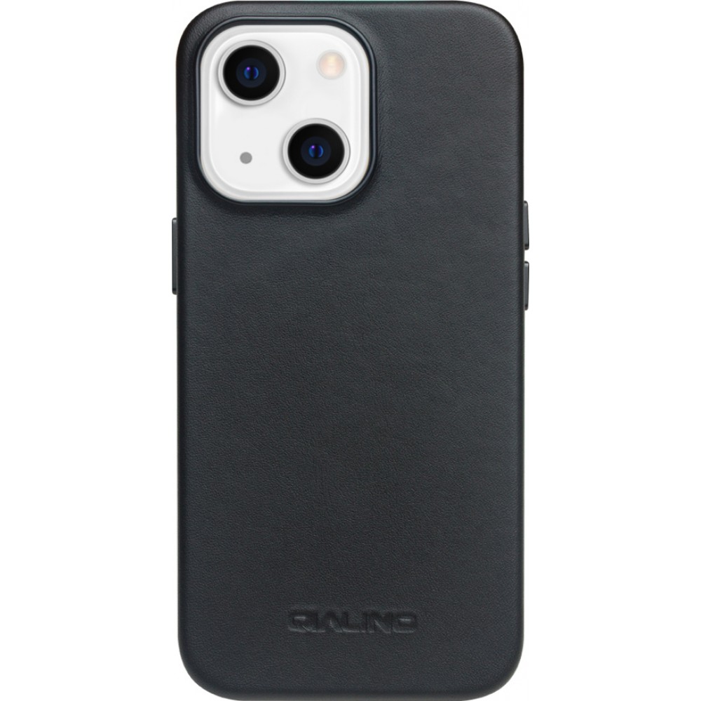iPhone 14 Plus Case Hülle - Qialino Echtleder (MagSafe kompatibel) - Schwarz