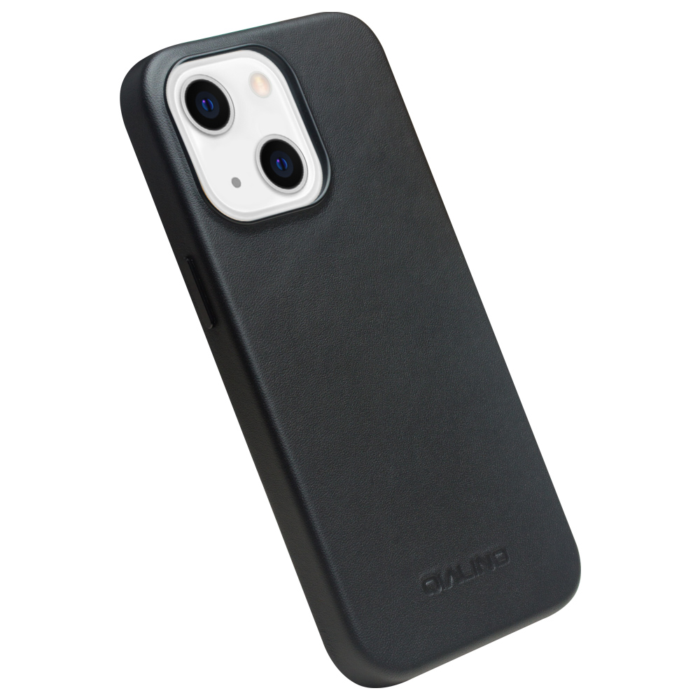 iPhone 14 Plus Case Hülle - Qialino Echtleder (MagSafe kompatibel) - Schwarz