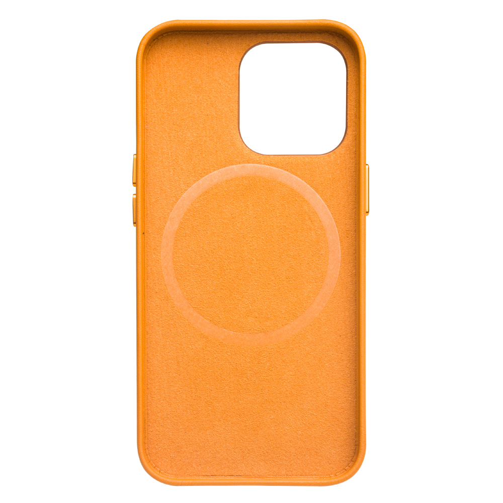 iPhone 14 Plus Case Hülle - Qialino Echtleder (MagSafe kompatibel) - Orange