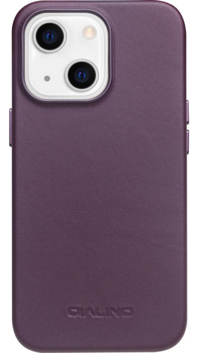 Coque iPhone 13 - Qialino cuir véritable (compatible MagSafe) - Violet
