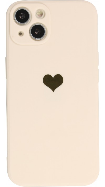 Coque iPhone 16e - Silicone Mat Coeur doré - Beige