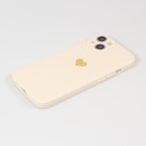 Coque iPhone 15 - Silicone Mat Coeur doré - Beige