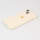 Coque iPhone 14 - Silicone Mat Coeur doré - Beige